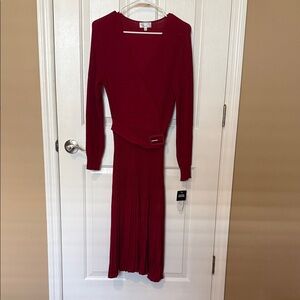 Signature by Robbie Bee Deep Red Long Sleeve Dress